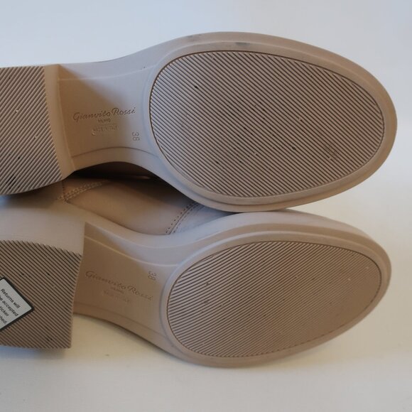 Womens Gianvito Rossi Mousse Neutral Shearling-Trim Leather Ankle Boots 38 US/8 - Picture 12 of 16